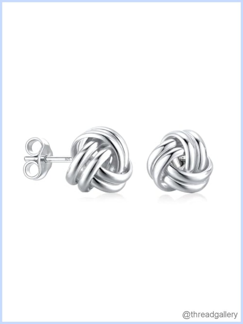 925 Sterling Silver Love Knot Stud Earrings Twisted Push Back